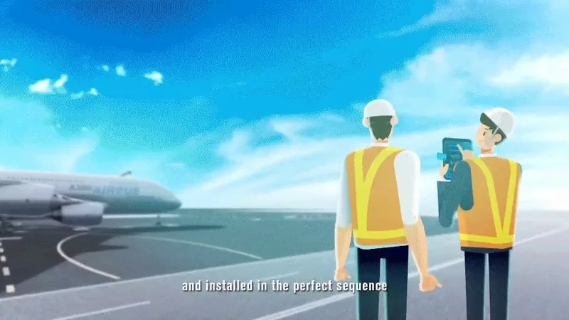 Animated airport digital twin demonstration with two construction workers