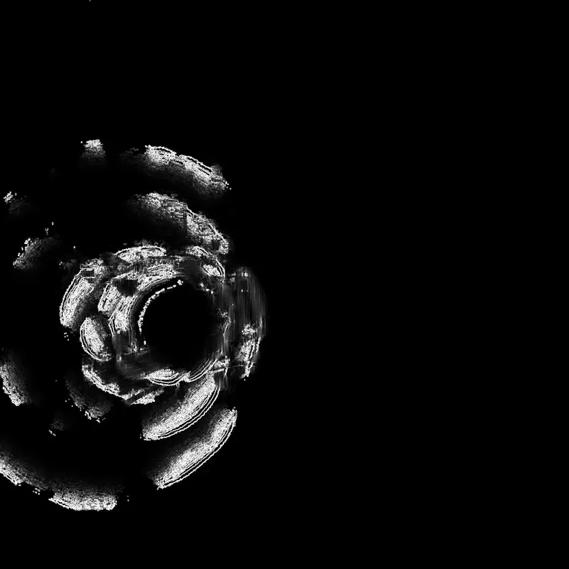 Black and white circular particle experiment made in TouchDesigner